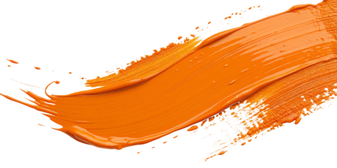 Vibrant orange brushstroke splash on black background for design or artistic creative projects