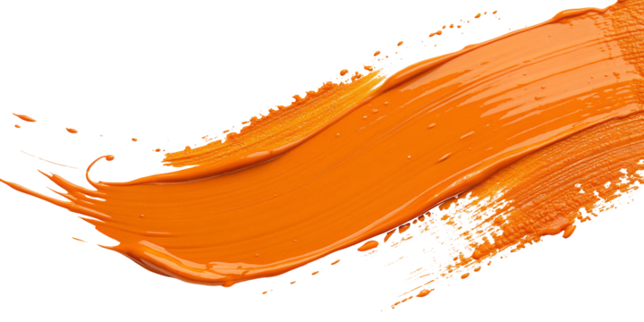 Vibrant orange brushstroke splash on black background for design or artistic creative projects