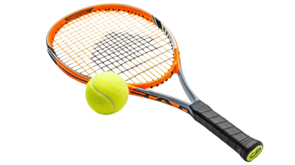 Tennis racket and ball ready for an exciting outdoor sports session on the court equipment set