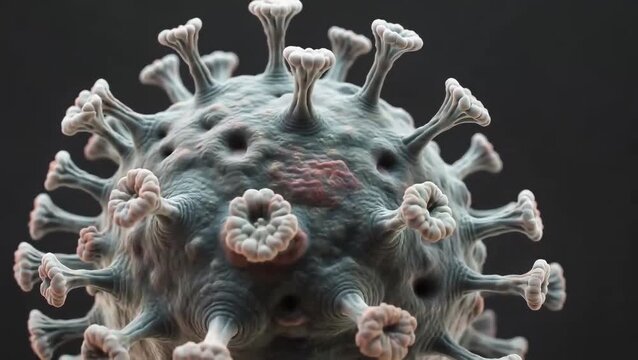 Realistic Microscopic Image of Virus &ndash; Detailed Electron Microscopy Visualization