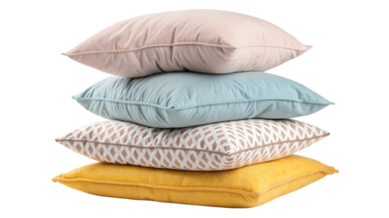 Modern decorative pillows stacked in colorful arrangement for cozy home living room decor ideas