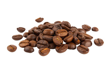 Naklejka premium Premium roasted coffee beans isolated on white background for perfect brewing experience image