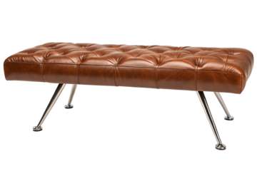 Elegant leather bench with tufted design and metal legs for modern home decor and stylish seating