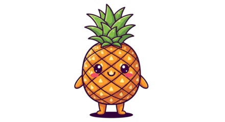 Animated pineapple with face standing upright
