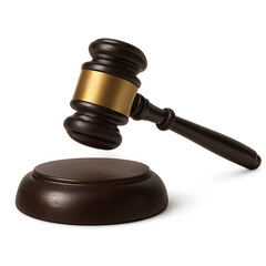 Wooden Judge's Gavel and Sounding Block on White Background justice court isolated on a transparent background
