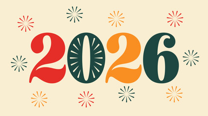 Obraz premium Vibrant numerals celebrate the arrival of the new year 2026 with festive bursts of color
