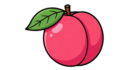 Cartoon peach with leaf illustration