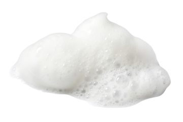 White foamy bubble texture isolated on black background for soap and cleaning product visuals