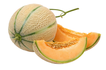 Fresh cantaloupe melon with juicy slices ready to eat for a refreshing sweet summer fruit snack