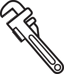 Fototapeta premium Wrench Outline vector illustration isolated On Transparent Background