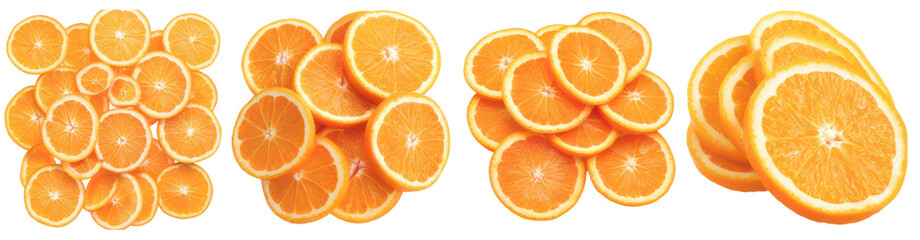 Close-up shot of juicy, freshly cut orange slices  , perfect for culinary or health themes.