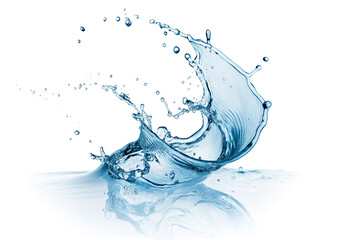 Obraz premium Crystal clear water splash isolated on a white background with high-speed photography effect art