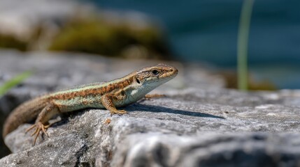 Obraz premium Lizard on gray stone