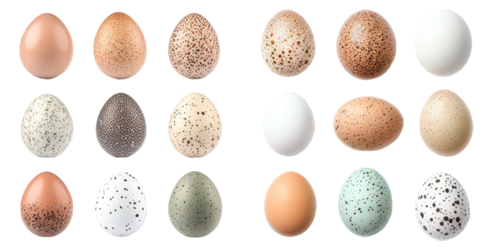 Collection of colorful eggs against a black background.