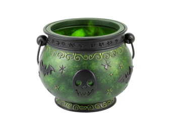 Mystical green Halloween cauldron with eerie designs and spooky atmosphere for festive decoration