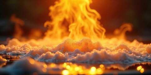 Close-up of shimmering golden steam rising from a hot surface, illuminated by warm light, creating a luxurious and ethereal atmosphere , mist, serene, luxury