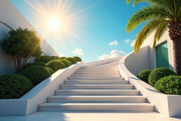 Ascending to Success Iconic Hollywood Stairway Leading to a Bright Sunny Sky