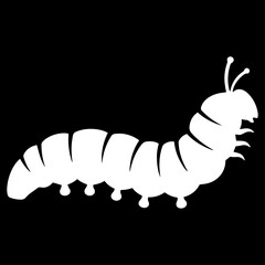 Black silhouette of a caterpillar, flat simple style.
