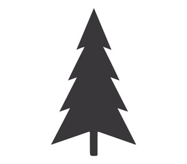 Black Christmas Tree Silhouette Vector Illustration with Simple Holiday Season