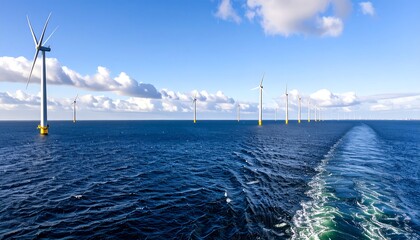 Offshore wind farm on a sunny day