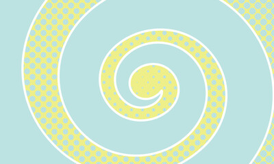 水色の渦巻が中心に向かう黄色いハーフトーンの背景