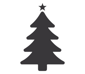 Holiday Illustration of Christmas Tree Silhouette Vector with Seasonal Star and Decoration