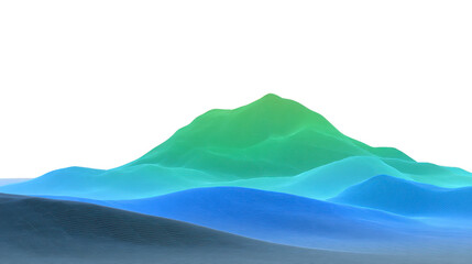 Abstract landscape with layered blue and green waves, resembling mountain and hill silhouettes, minimalistic and tranquil, suitable for backgrounds or modern design projects