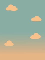 Soft pastel sky with fluffy orange clouds over a muted gradient background, minimalist aesthetic design perfect for wallpapers, posters, and creative projects.