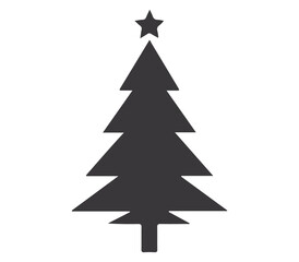 Holiday Illustration of Christmas Tree Silhouette Vector with Seasonal Star and Decoration