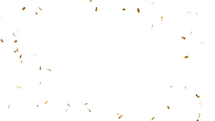 Confetti partical isolated background. 3d Rendering Transparent Confetti. 3d render of Spiral Gold confetti flying. Golden Confetti Transparent Background. Gold Confeti Failling White Background