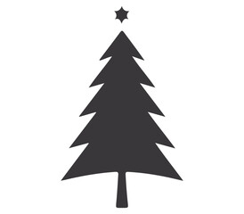 Holiday Vector Illustration of Christmas Tree Silhouette with Seasonal Decorations and Star