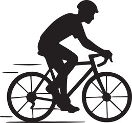 Obraz premium Black silhouette of a cyclist riding a bicycle sport