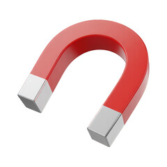 Red horseshoe magnet on transparent background