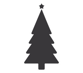 Holiday Vector Illustration of Christmas Tree Silhouette with Seasonal Decorations and Star