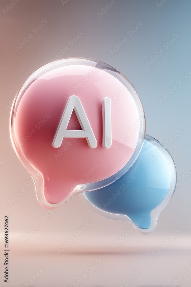 Poster creative 3d speech bubbles representing ai communication and interaction