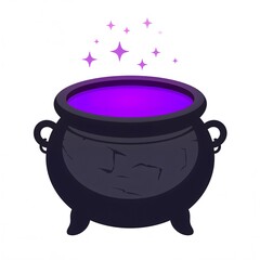 Purple magic cauldron with sparkles clipart