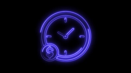 Neon time is money concept clock with dollar sign indicating financial investment in time - Powered by Adobe