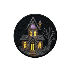 haunted house with glowing windows