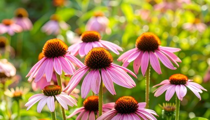 Fototapeta premium Pink coneflowers in garden