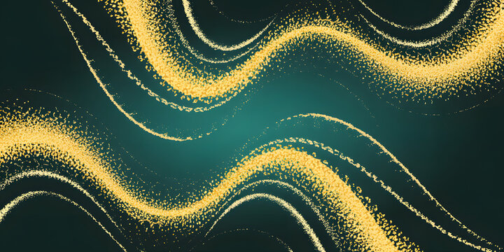 Elegant flowing gold glitter lines create a dynamic modern abstract design for luxury branding and upscale invitations