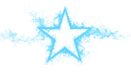 Fototapeta premium Abstract blue smoke forming a swirling star with misty trails, captured in high-resolution PNG format with transparent background, ideal for design, digital art, and creative projects requiring ethere