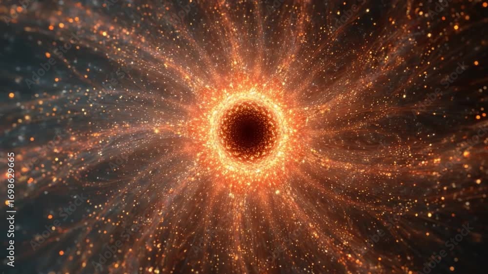 Poster cosmic energy vortex: dive into a dynamic visualization of celestial energy, where particles converg
