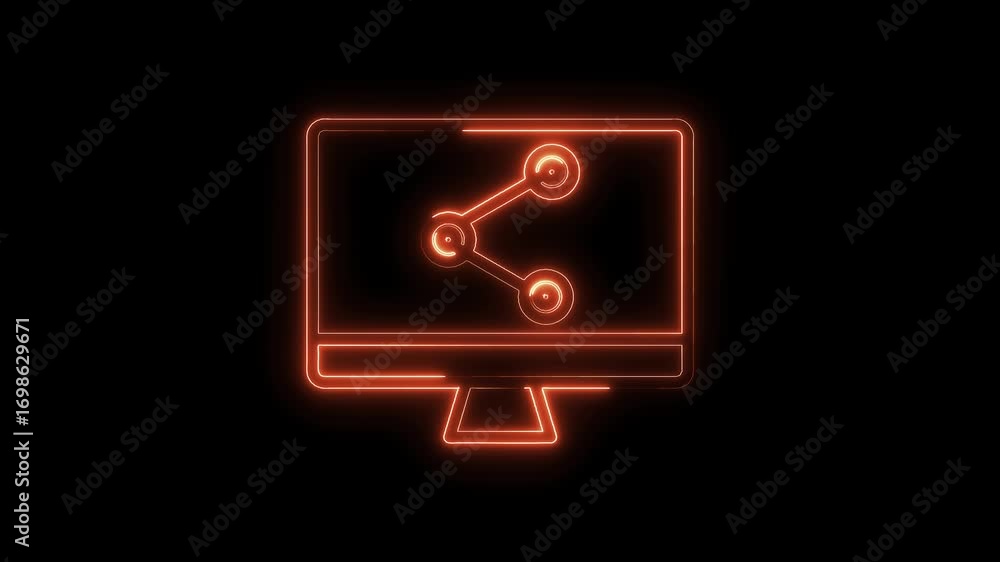 Aufkleber neon computer displaying social sharing icon network connectivity digital technology communication
