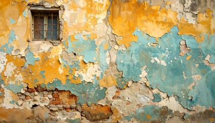 Old, weathered building facade