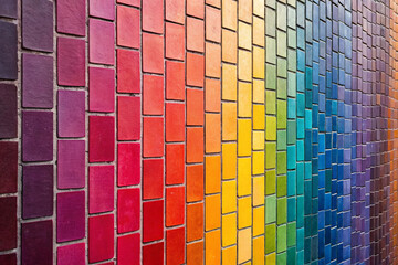 Rainbow Color Wall Made of Rectangular Tiles in a Grid Pattern image photo Birthday Background