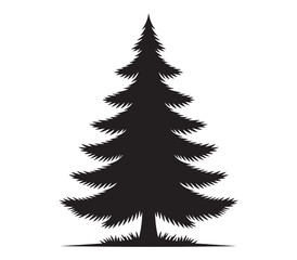 Obraz premium Christmas Tree Silhouette Vector Illustration with Classic Evergreen Pine Shape for Holidays