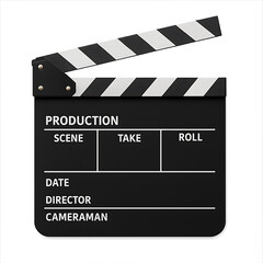 Obraz premium Classic Black and White Film Production Clapperboard movie cinema isolated on a transparent background