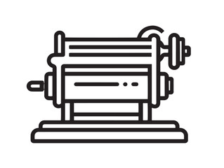 Industrial Rolling Machine Icon in Modern Clear Minimal Vector Illustration Style