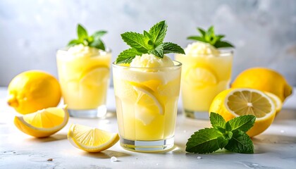 Refreshing lemon ice cream drinks