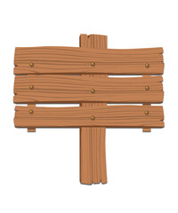 Cartoon Wooden Signboard Blank Isolated on Black
